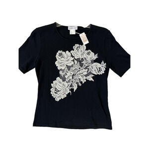 Gerard Darel Shirt Womens Small Floral Lace Applique Coquette France Blouse‎ NWT